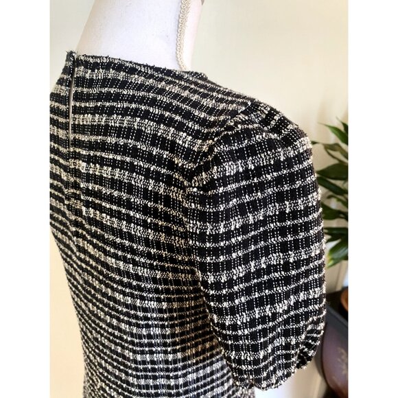 ⚫ ⚪ Chic Zara b&w shift dress with puff sleeves in tweed-like fabric ⚪ ⚫ - Picture 6 of 8
